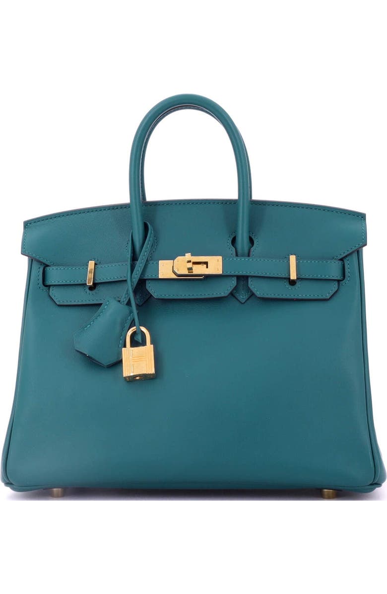 Pre-Owned Hermes Birkin Handbag Green Swift with Gold Hardware 25, Main, color, Vert Bosphore