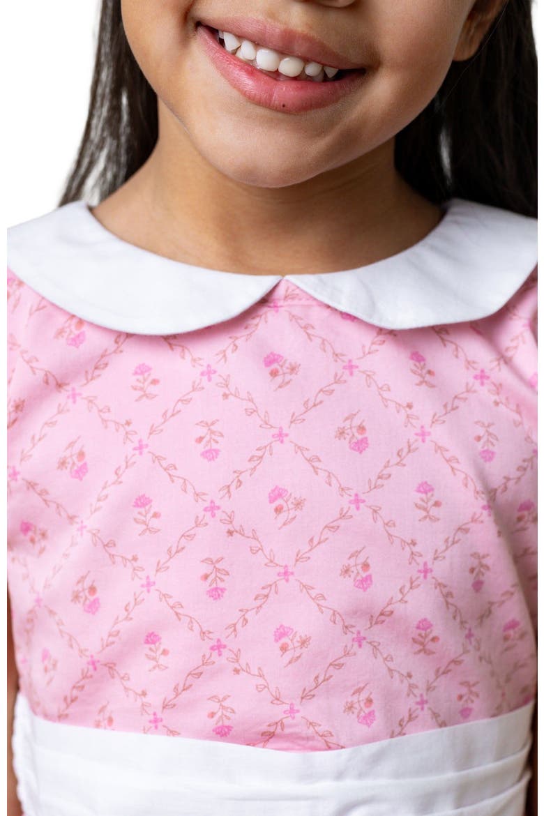 Girls' Organic Sateen Peter Pan Collar Dress, Kids, Alternate, color, Pink Lattice Floral