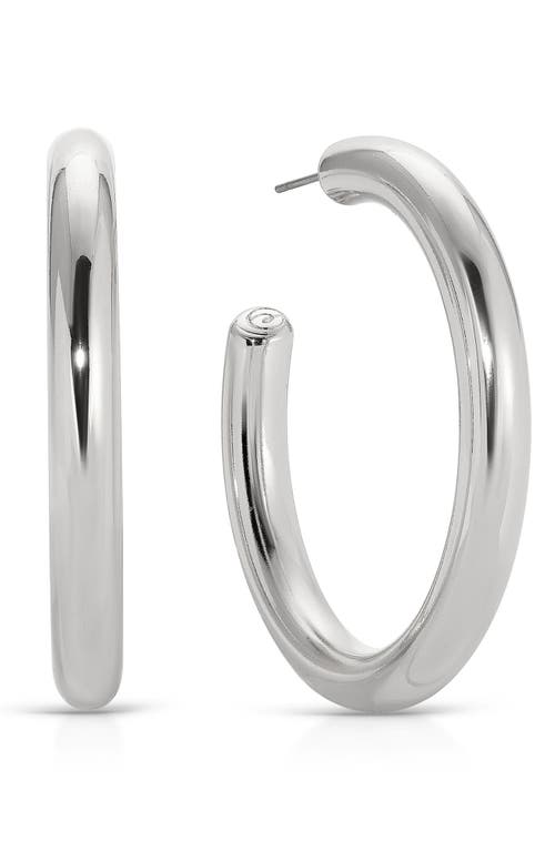 Ettika Large Thick Classic Hoop Earrings In Rhodium