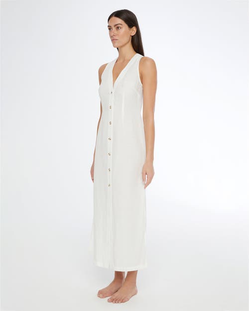 Onia Air Linen-blend Button Down Maxi Dress In White