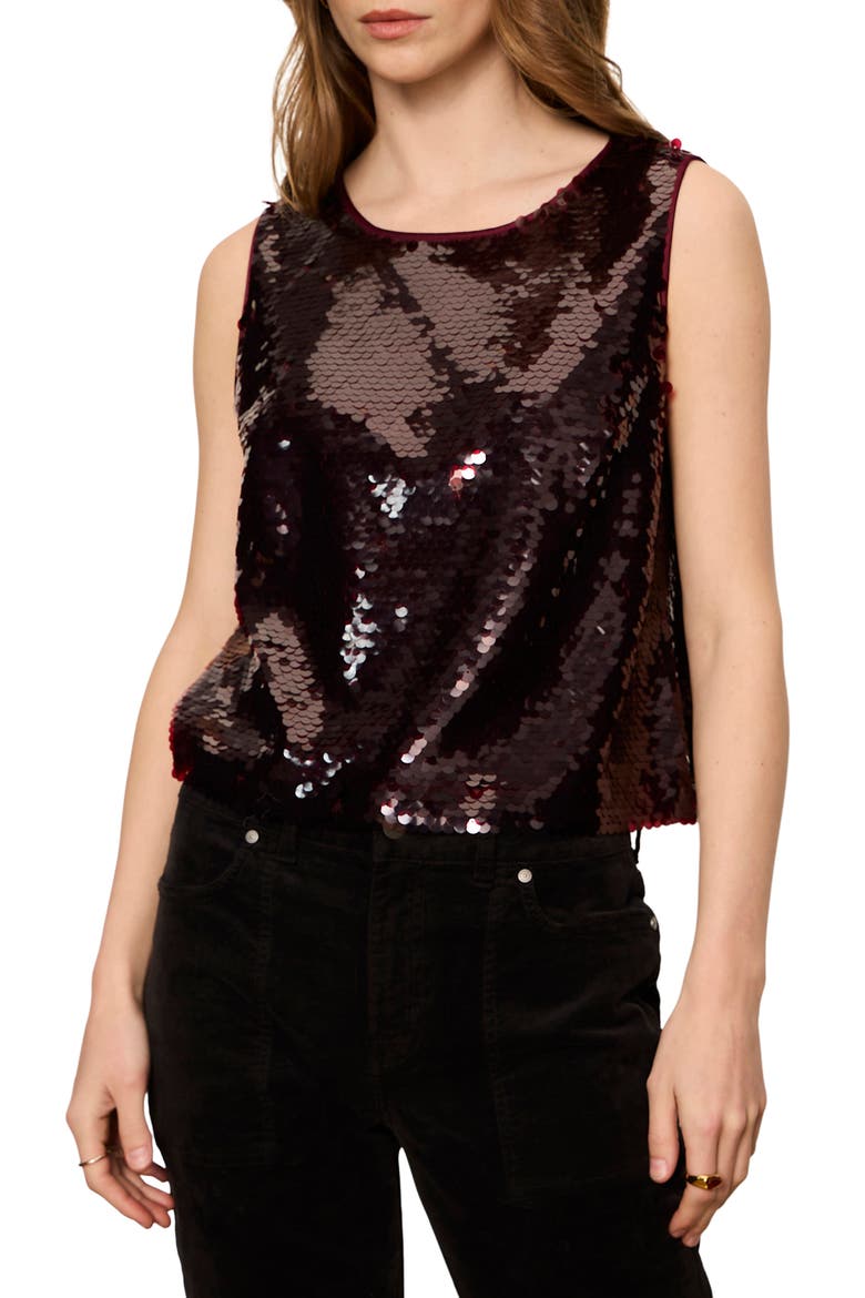 The Desired Paillette Sleeveless Top, Main, color, BORDEAUX BURGUNDY