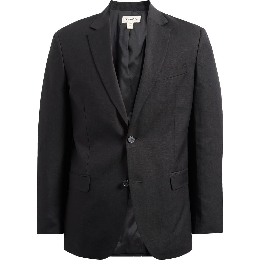 Open Edit Solid Extra Trim Wool Blend Sport Coat In Black