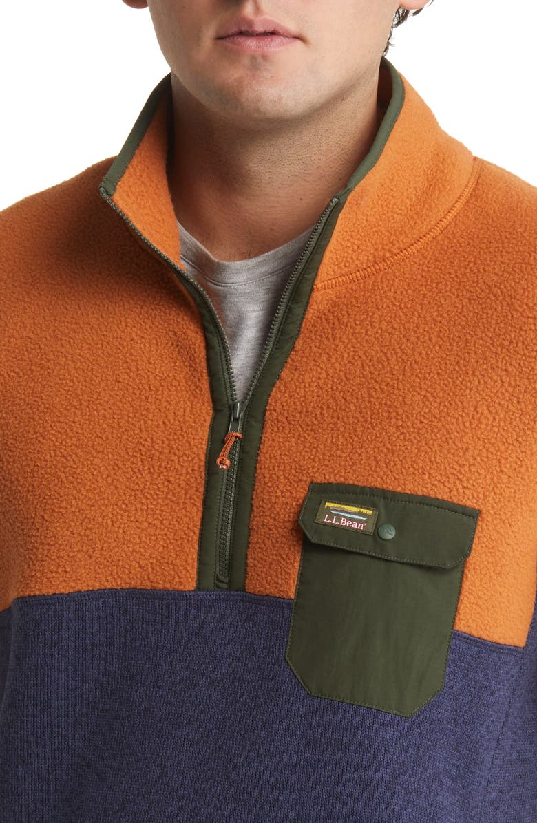 L.L.Bean Sweater Fleece Hybrid Half Zip Pullover, Alternate, color, 