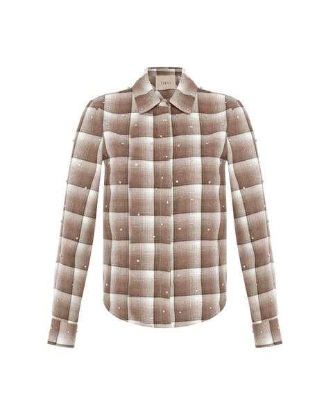 Europa Plaid Flannel Crystal Shirt