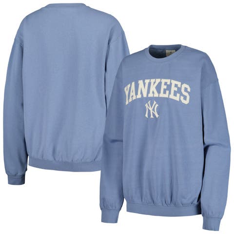 Women's Soft as a Grape Navy New York Yankees Pigment Dye Pullover Sweatshirt