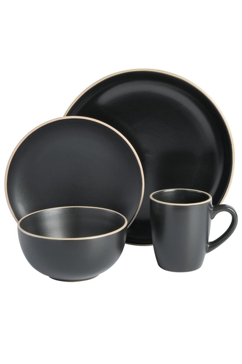 Everyday Essential 32-Piece Stoneware Dinnerware Set, Service for 8, Alternate, color, Black