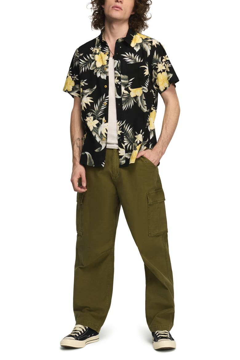 San Gabriel Floral Short Sleeve Shirt, Alternate, color, BLACK FLORAL