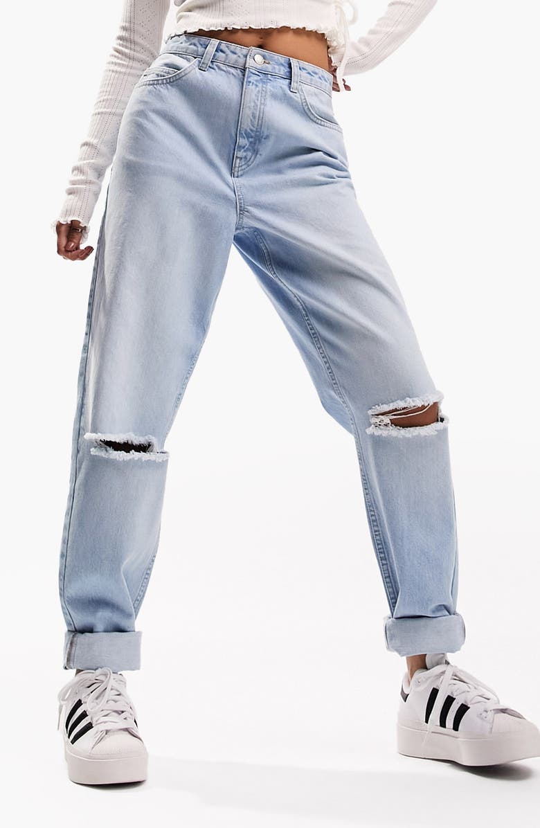 ASOS DESIGN Ripped Relaxed Mom Jeans, Main, color, 