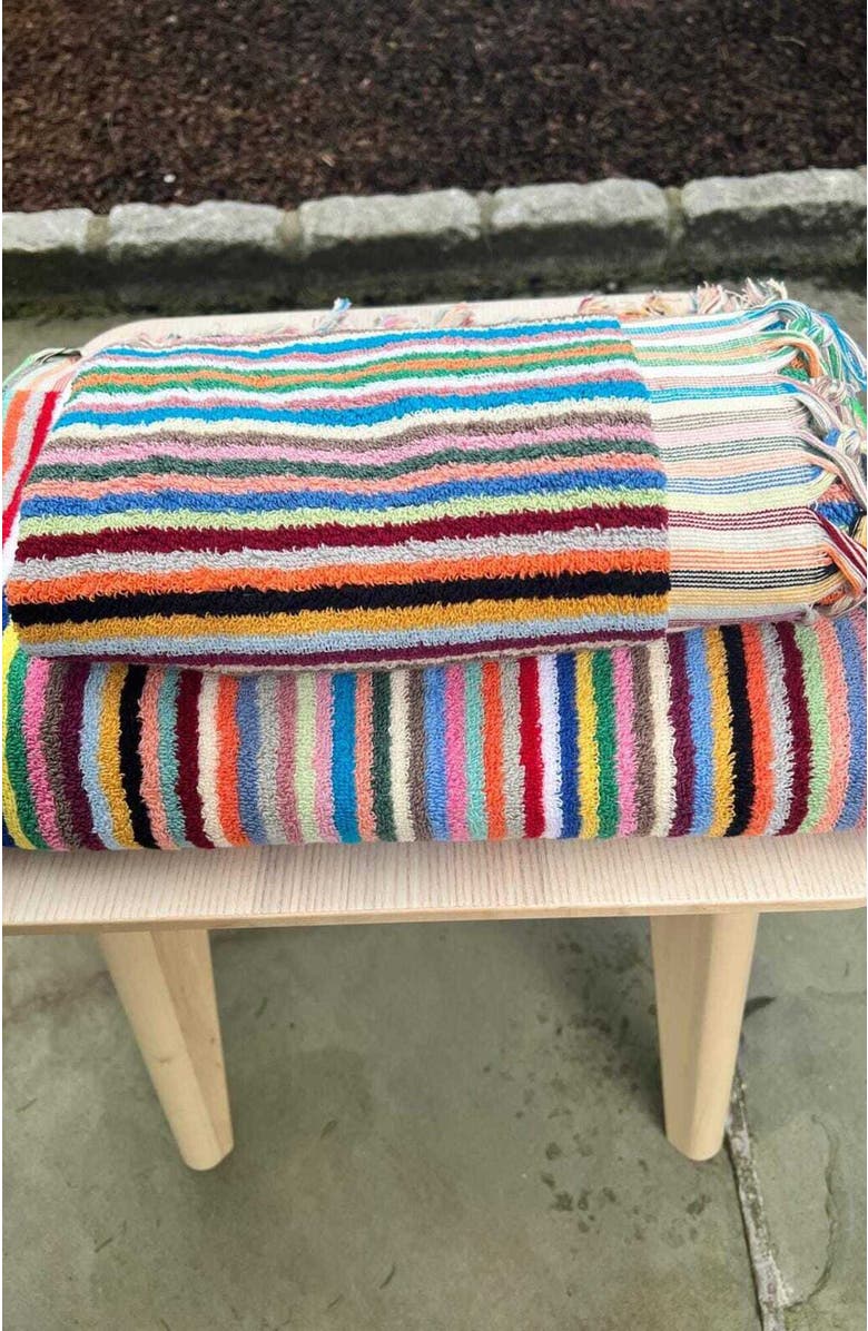 Olive & Linen Striped Turkish Terry Hand Towel, Alternate, color, 