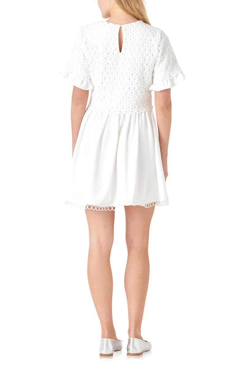English Factory Mixed Media Circle Trim Dress, Alternate, color, White