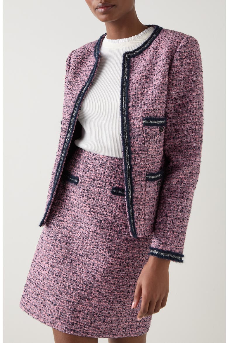 Charlie Trim Tweed Jacket, Main, color, PINK MULTI
