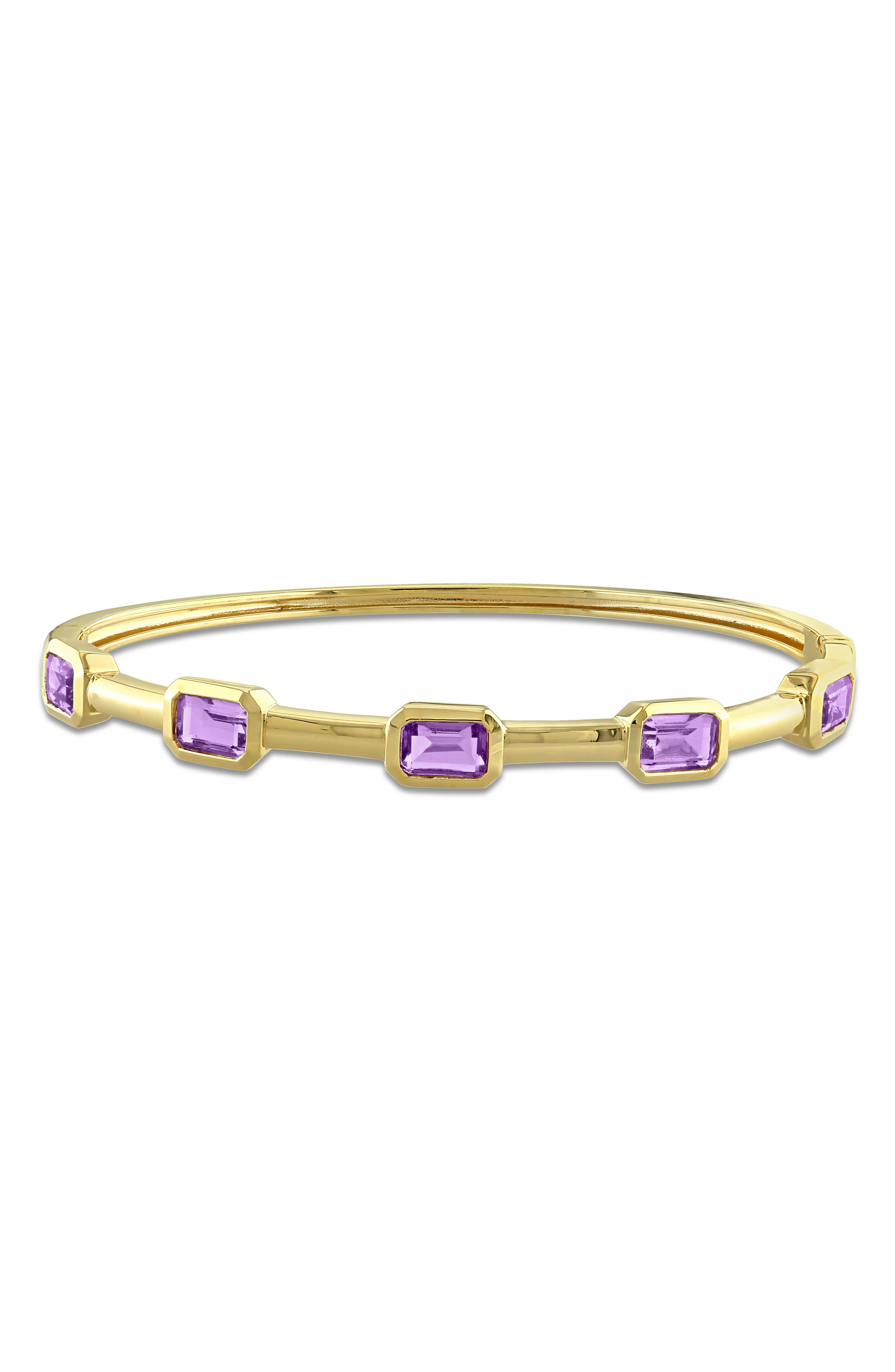 Octagon Cut Amethyst Bangle Bracelet