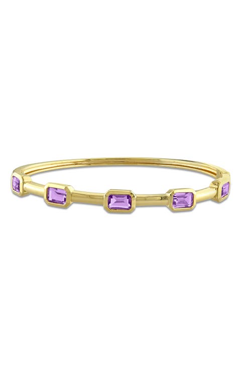 Octagon Cut Amethyst Bangle Bracelet