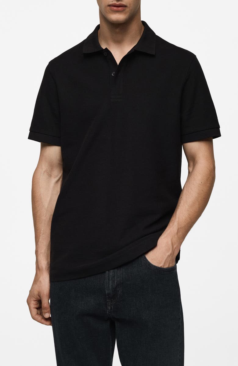 MANGO Relaxed Cotton Piqué Knit Polo, Main, color, 