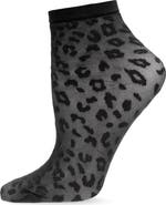 MeMoi Leopard Print Sheer Ankle Socks