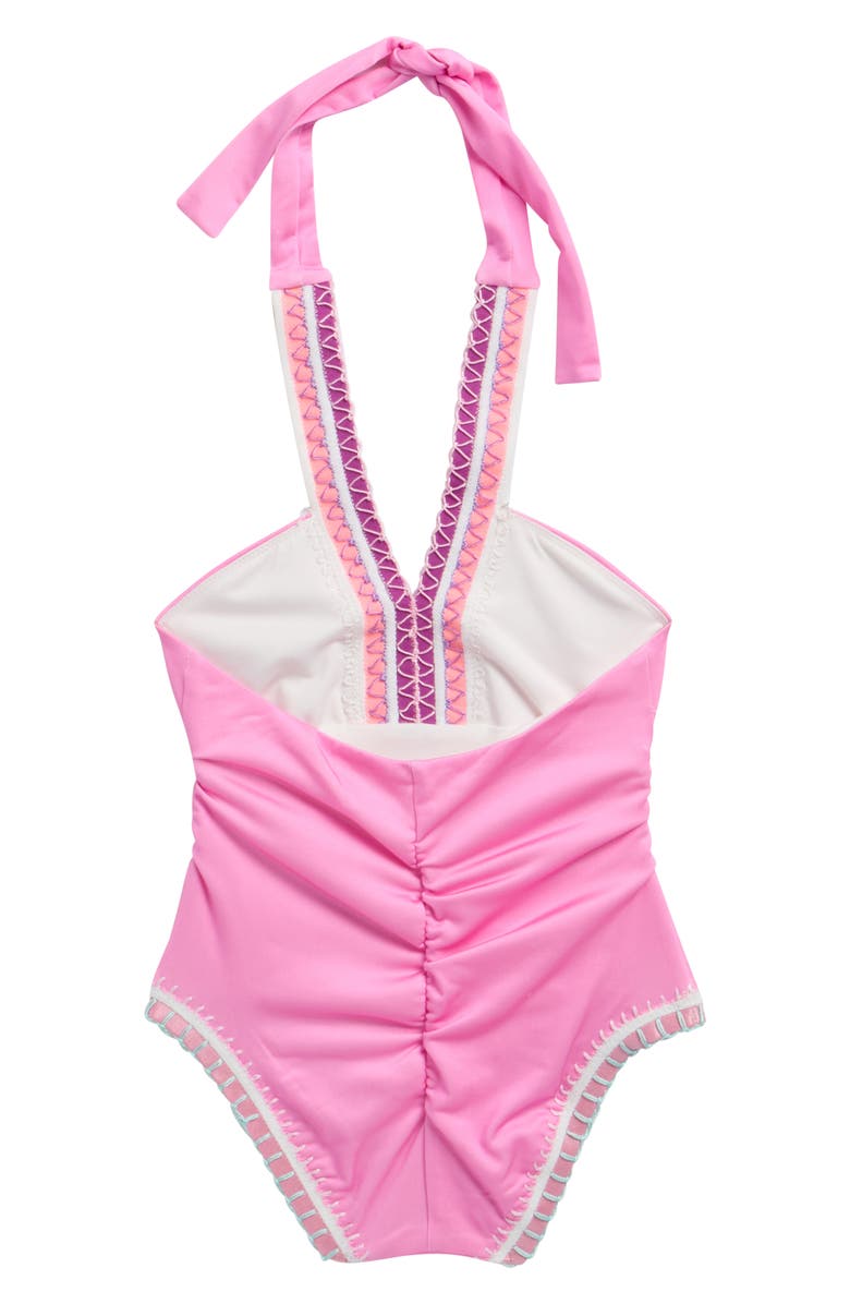 PQ SWIM Kids' Rainbow Embroidered Two-Piece Swimsuit, Alternate, color, Ultraviolet