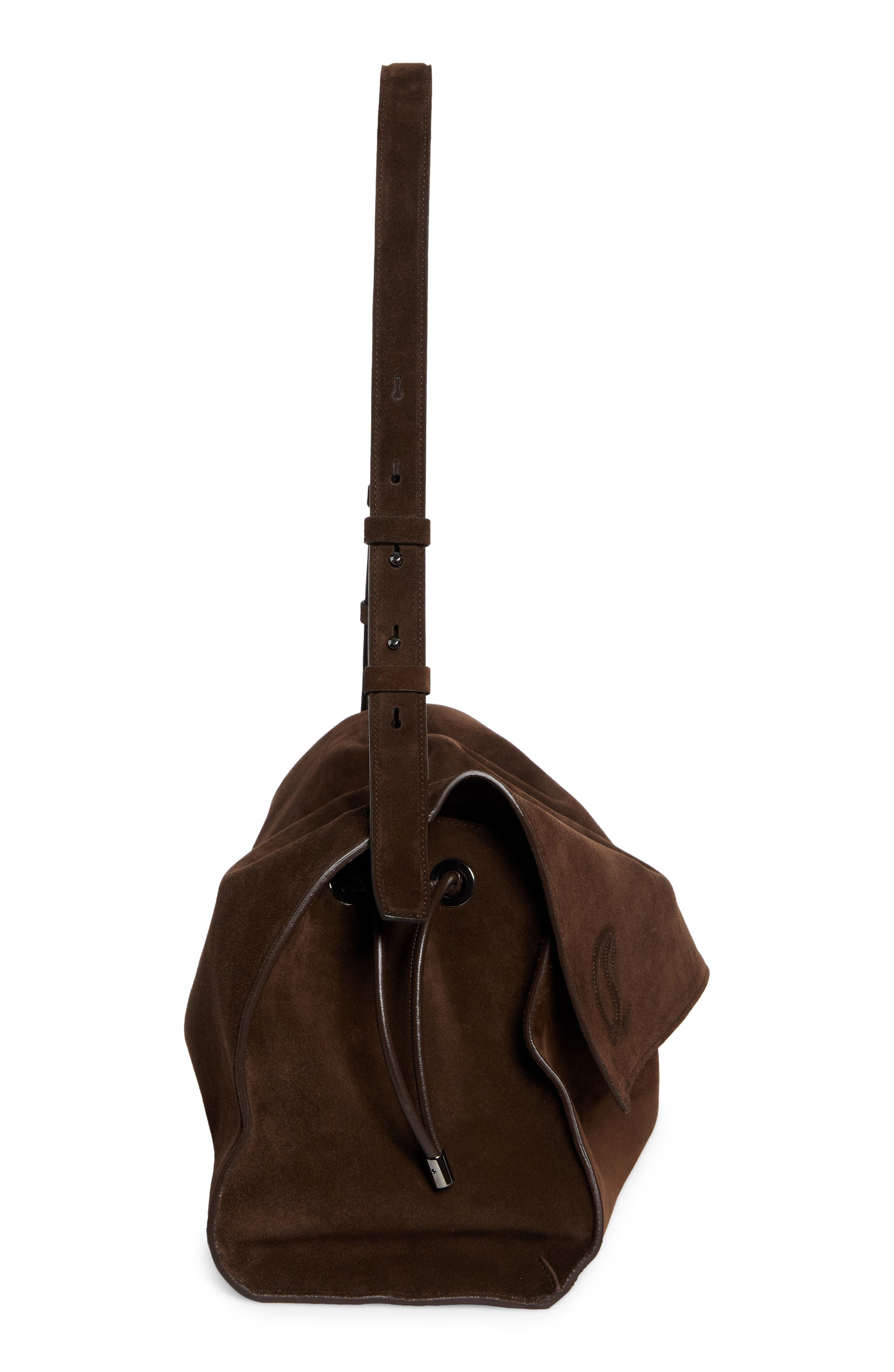 Christian Louboutin Large Baggy Suede Shoulder Bag, Alternate, color, Cosme