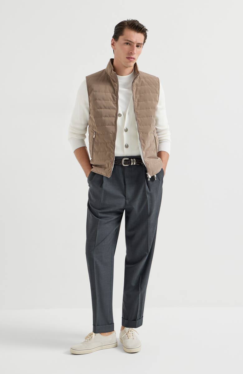 Brunello Cucinelli Nylon down vest, Alternate, color, Hazelnut