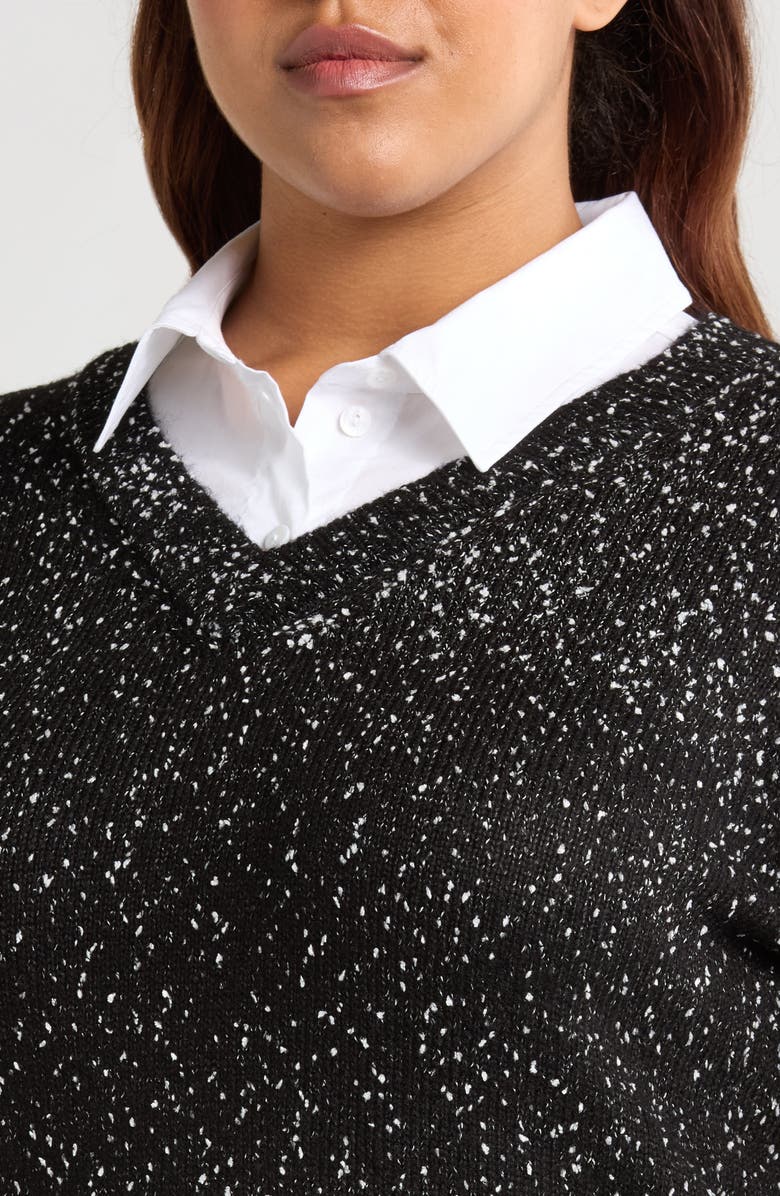 Liverpool Los Angeles Point Collar Mixed Media Sweater, Alternate, color,