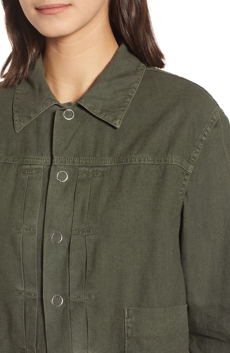 AG Eliette Linen & Cotton Crop Trucker Jacket, Alternate, color, 