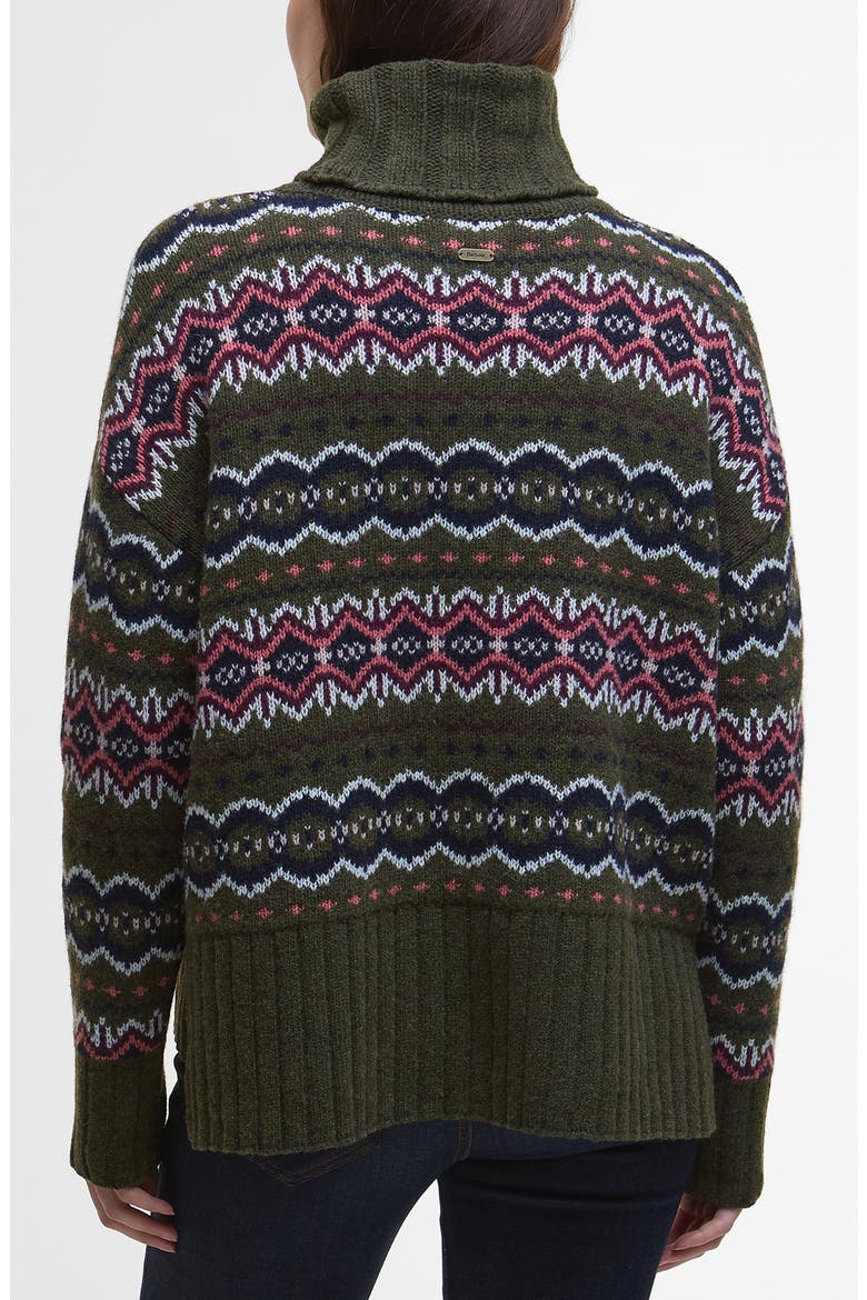 Helen Fair Isle Wool Blend Turtleneck Tunic Sweater, Alternate, color, OLIVE MULTI