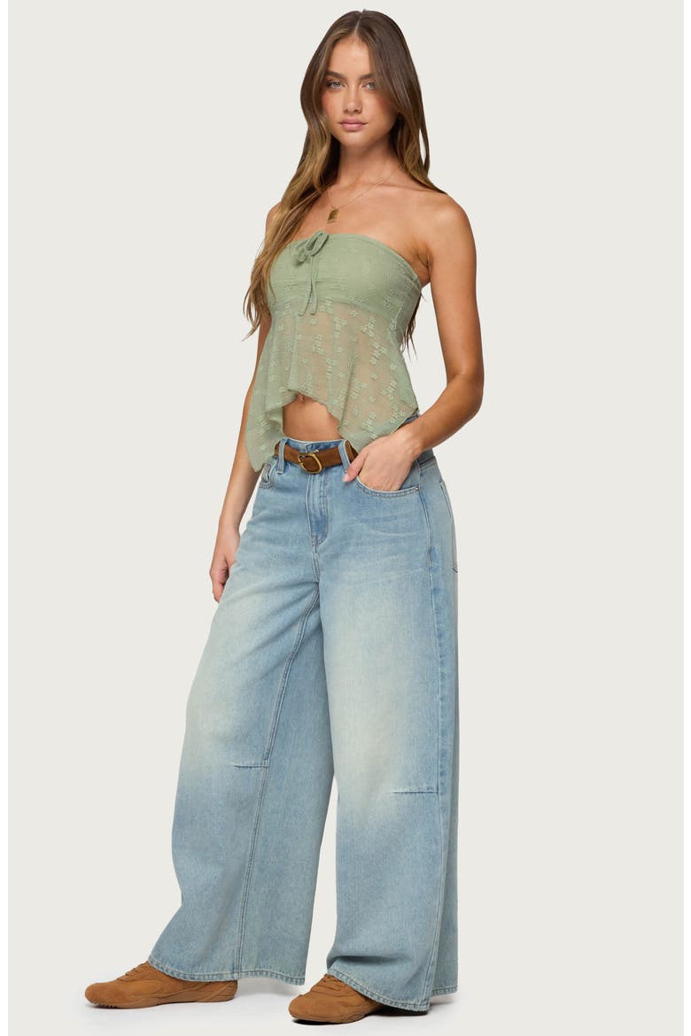 Embroidered Sheer Strapless Top, Alternate, color, SAGE