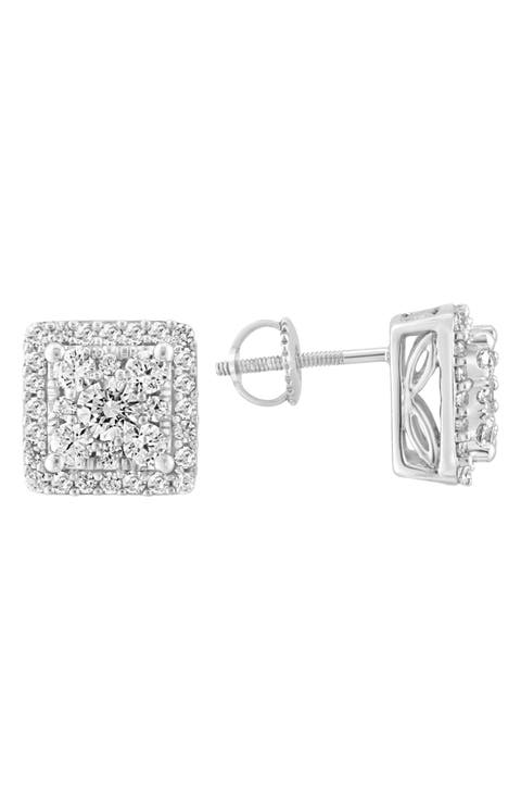 Lab Grown Diamond Sterling Silver Stud Earrings