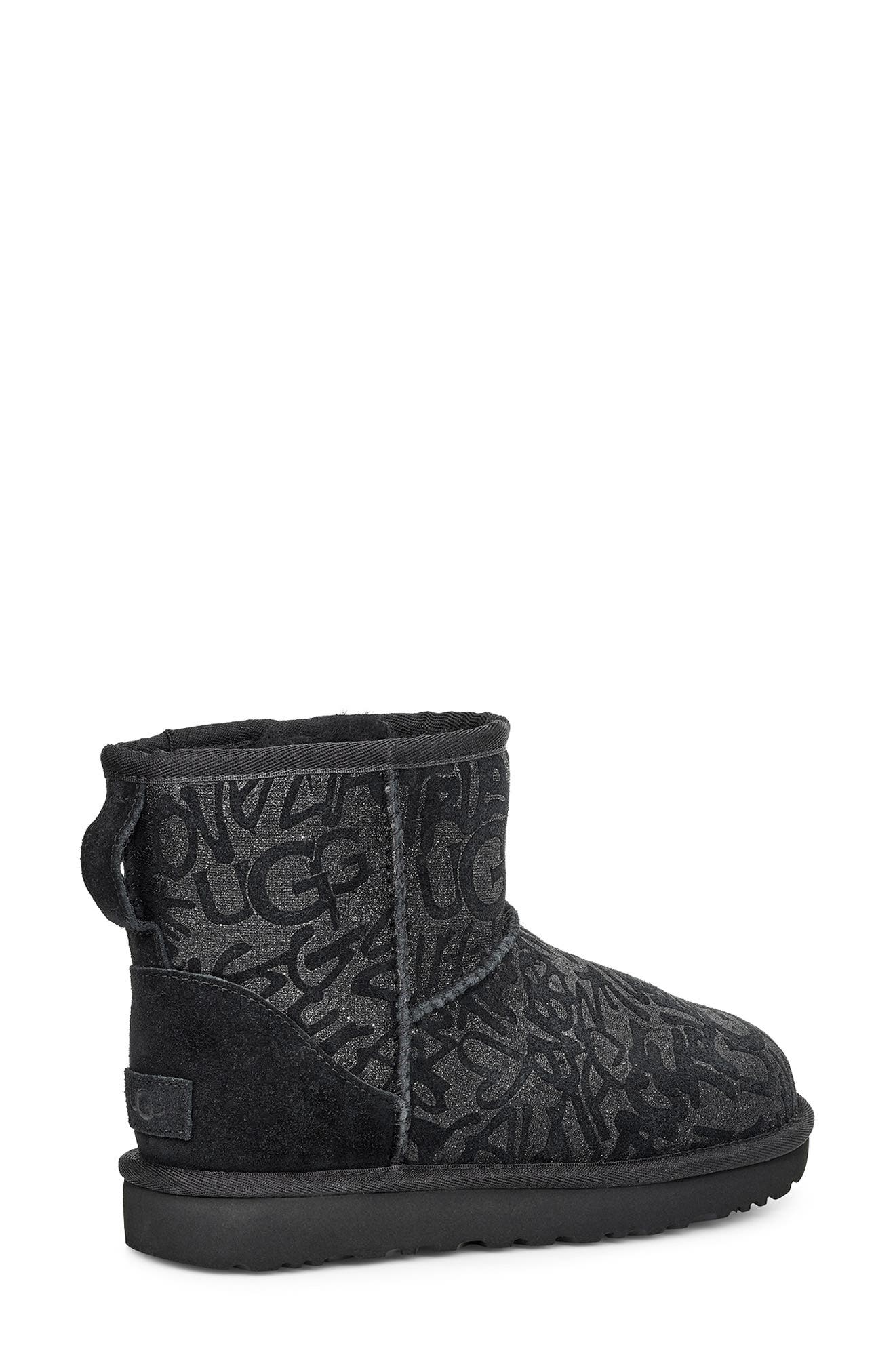 UGG<sup>®</sup> Classic Mini Sparkle Graffiti Boot, Alternate, color, 