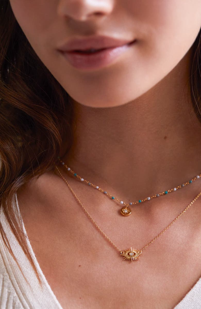 Estella Bartlett Enamel Beaded Star Necklace, Alternate, color, Gold