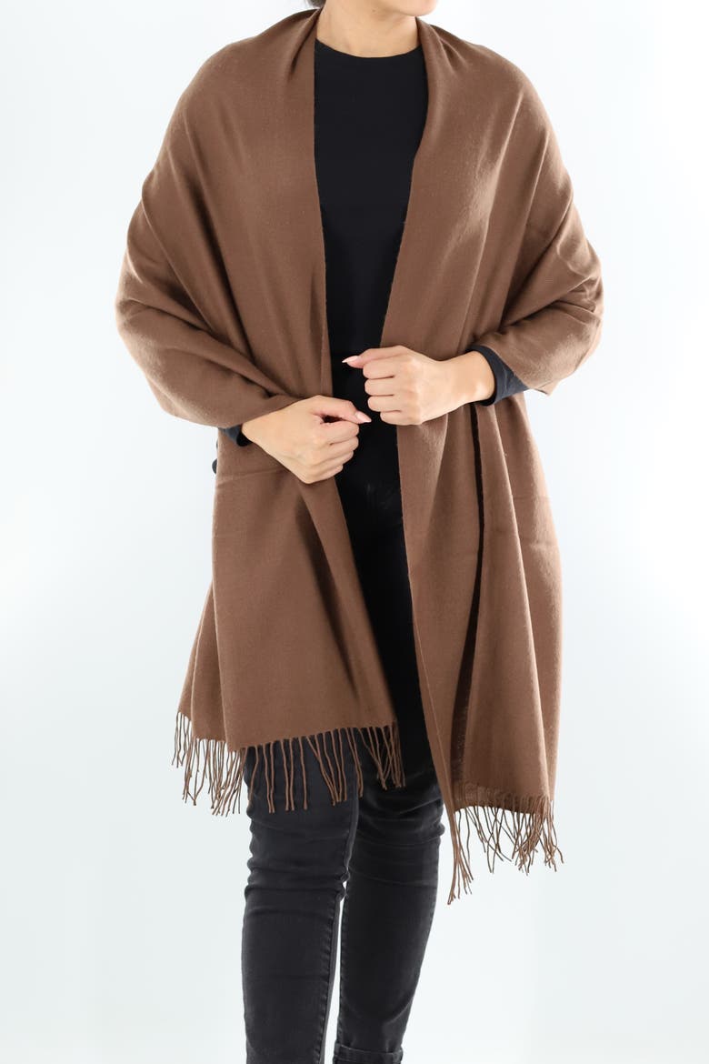 Solid scarf with fringe, Alternate, color, Brown