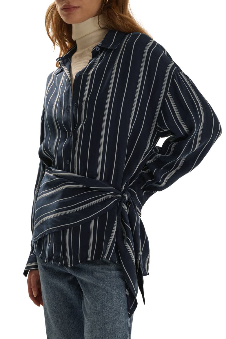 The Positano Striped Shirt, Alternate, color, MIDNIGHT GREY STRI