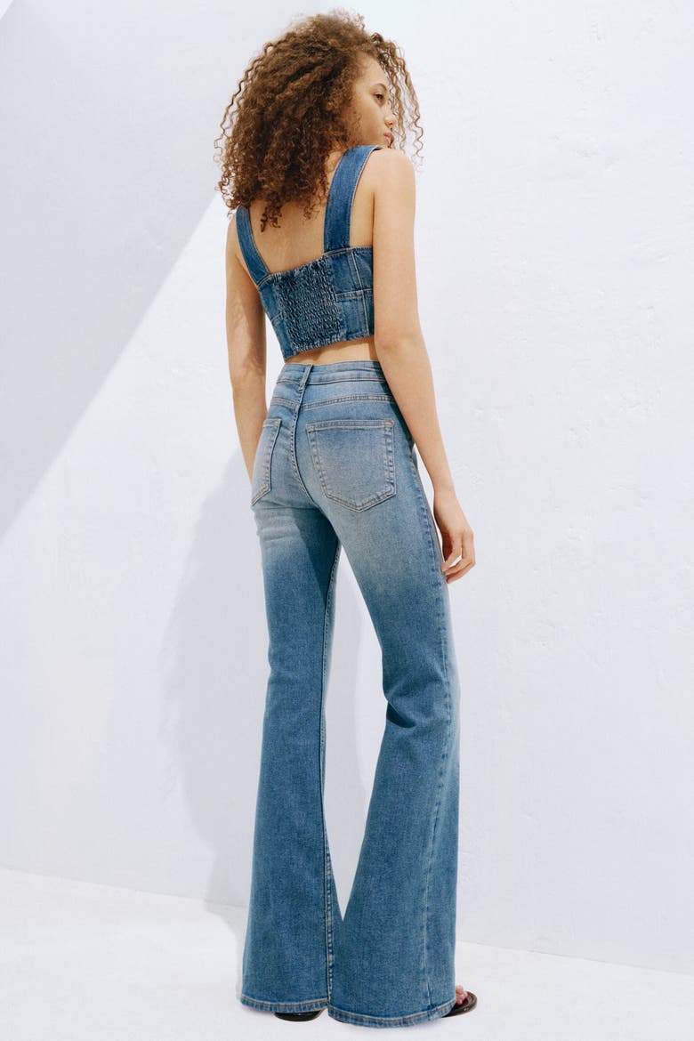 Flared High Waist Jeans, Alternate, color, Denim blue