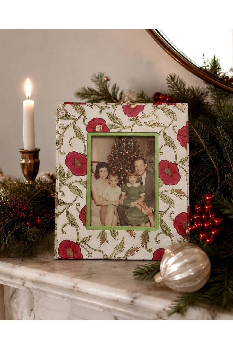 Block Print Photo Frame, Alternate, color, Ruby Pomegranate