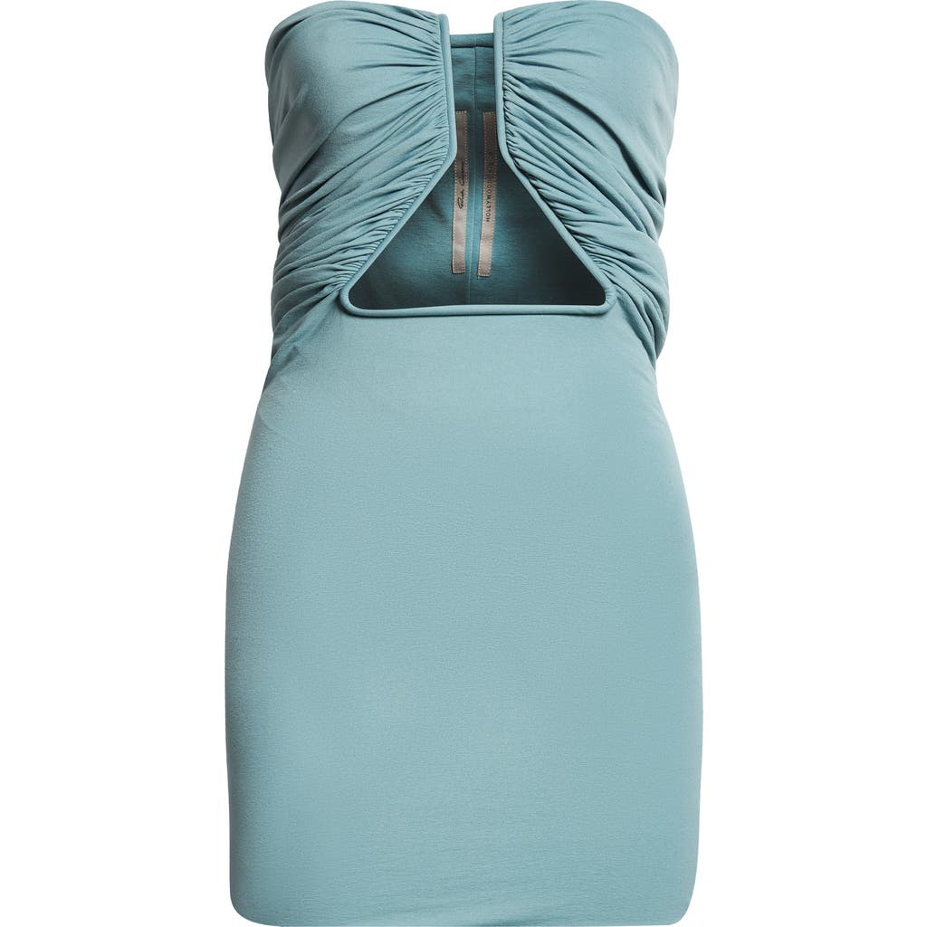 Rick Owens Prong Ruched Jersey Body-con Minidress In Mouthwash