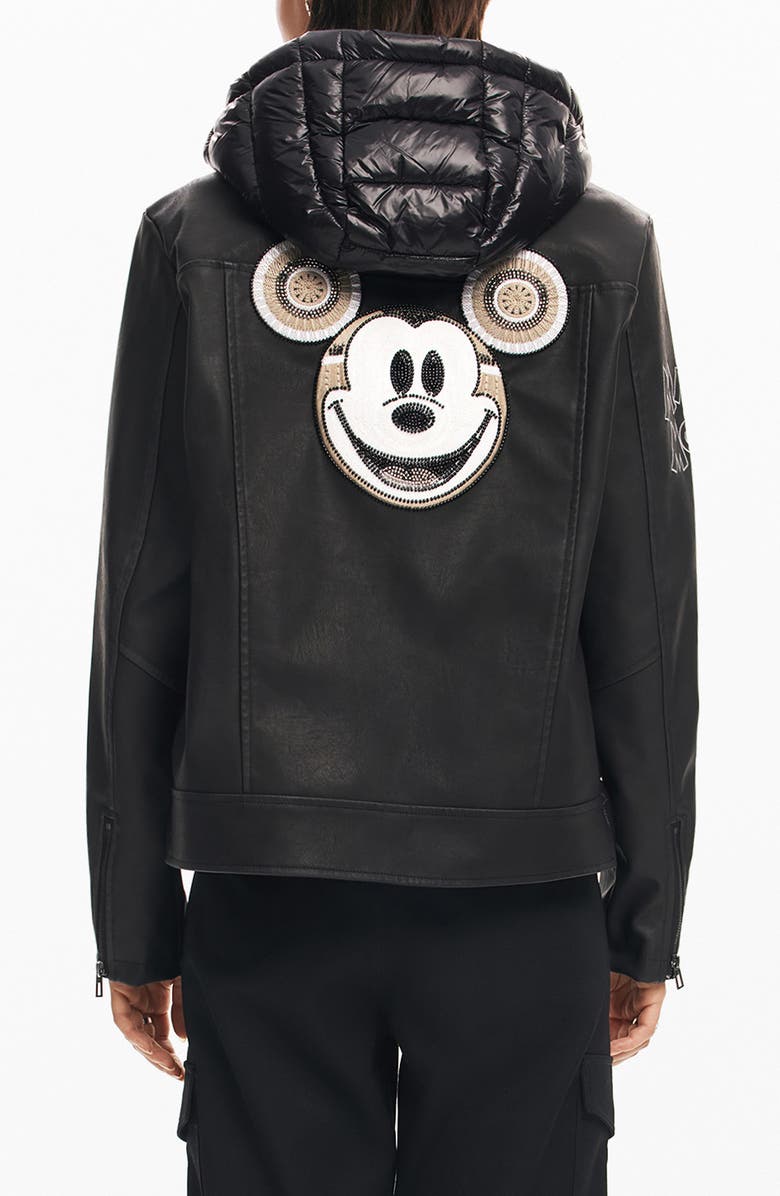 Desigual Mickey Mouse Mixed Media Puffer Coat, Alternate, color,