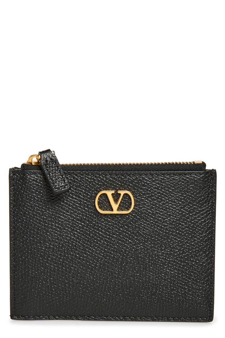 VLOGO Leather Card Case, Main, color, BLACK