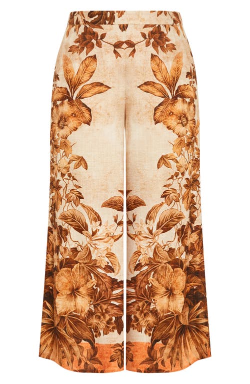City Chic Swept Away Wide Leg Pants In Brown