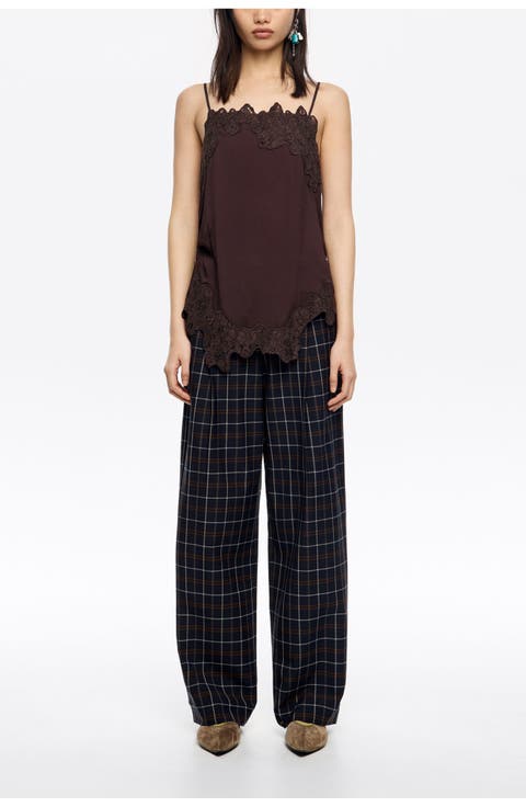 Straight Chequered Trousers