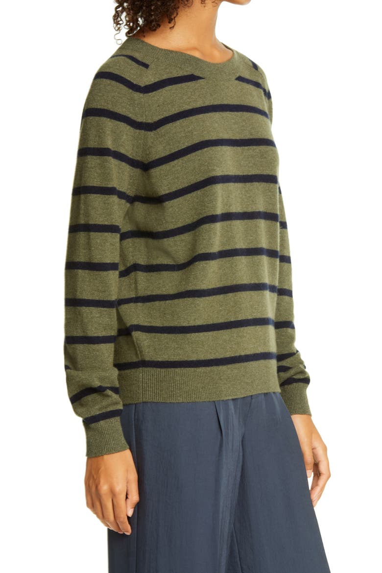 Stripe Wool & Cashmere Sweater, Alternate, color, LIGHT OLIVE/COASTAL