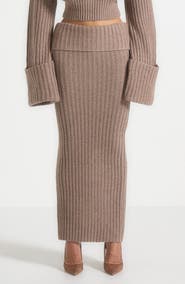 Manière De Voir Lyra Knit Maxi Skirt with Foldover