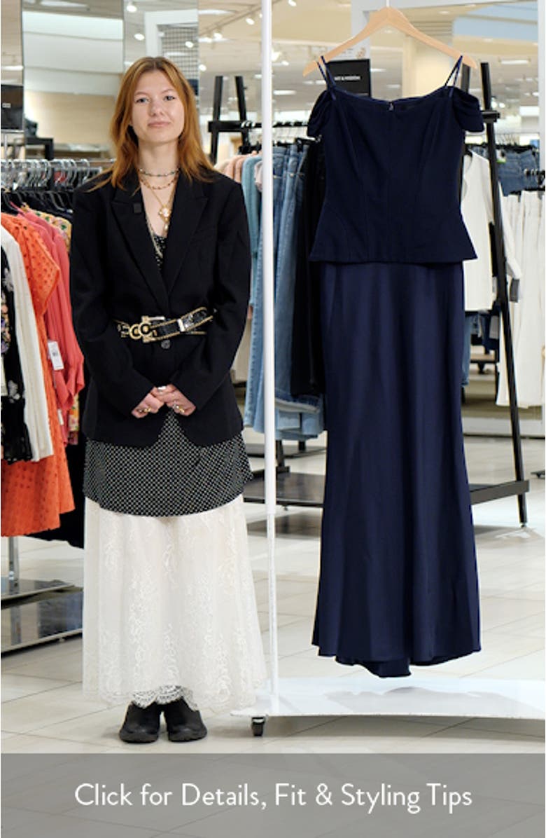 Off the Shoulder Mixed Media Gown, sales video thumbnail