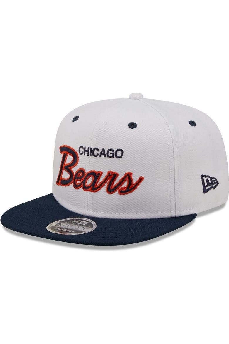 Men's New Era White/Navy Chicago Bears Sparky Original 9FIFTY Snapback Hat, Main, color, White