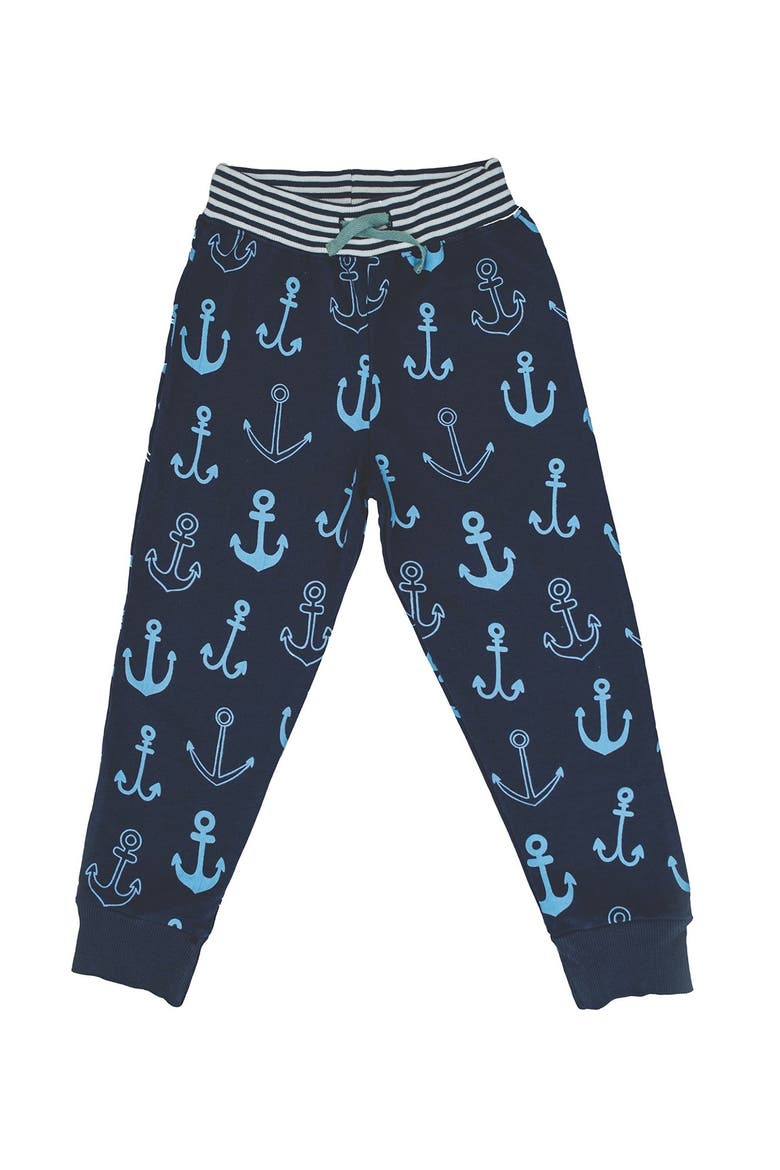 Organic Cotton Anchor Print Joggers, Alternate, color, Navy