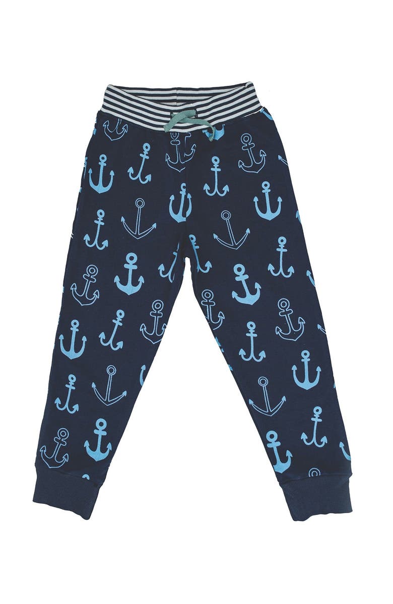 Lilly + Sid Organic Cotton Anchor Print Joggers, Alternate, color, Navy