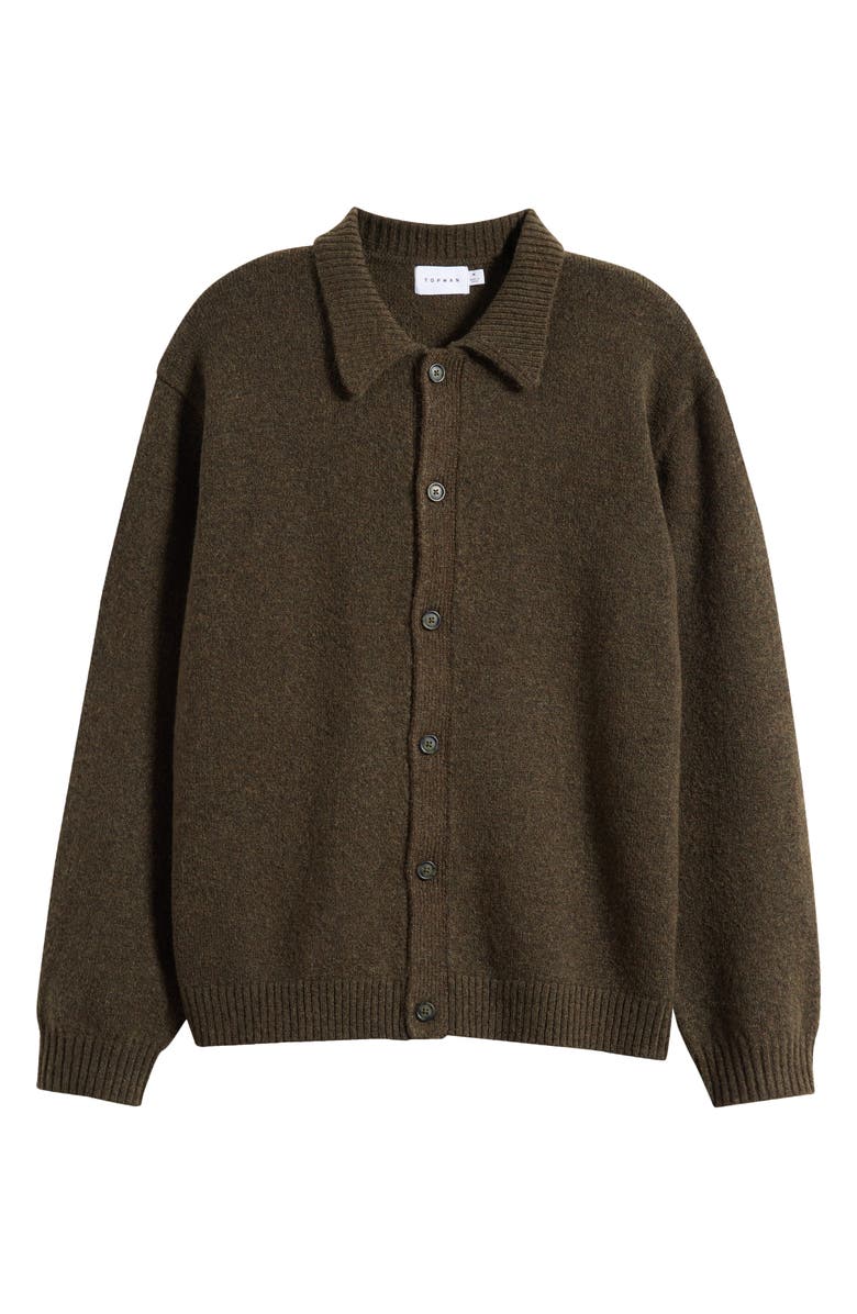 Topman Oversize Cardigan, Alternate, color, Brown