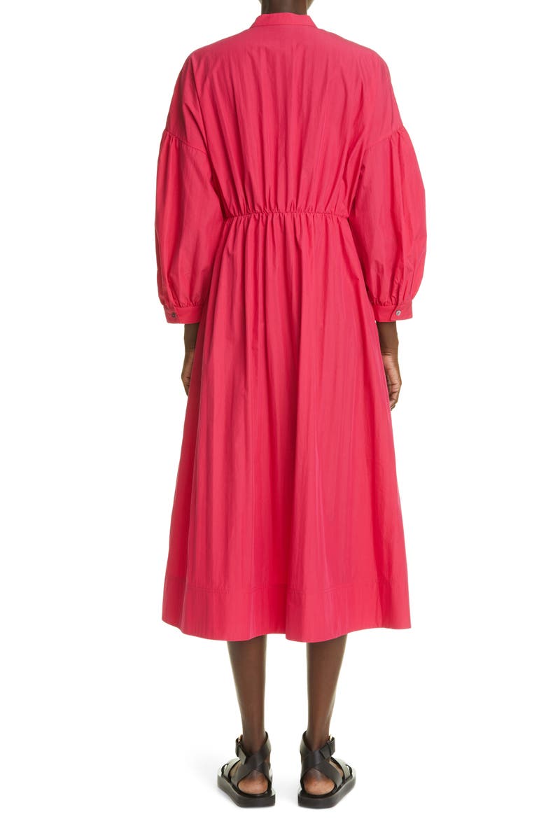Gathered Poplin Midi Dress, Alternate, color, FUCHSIA
