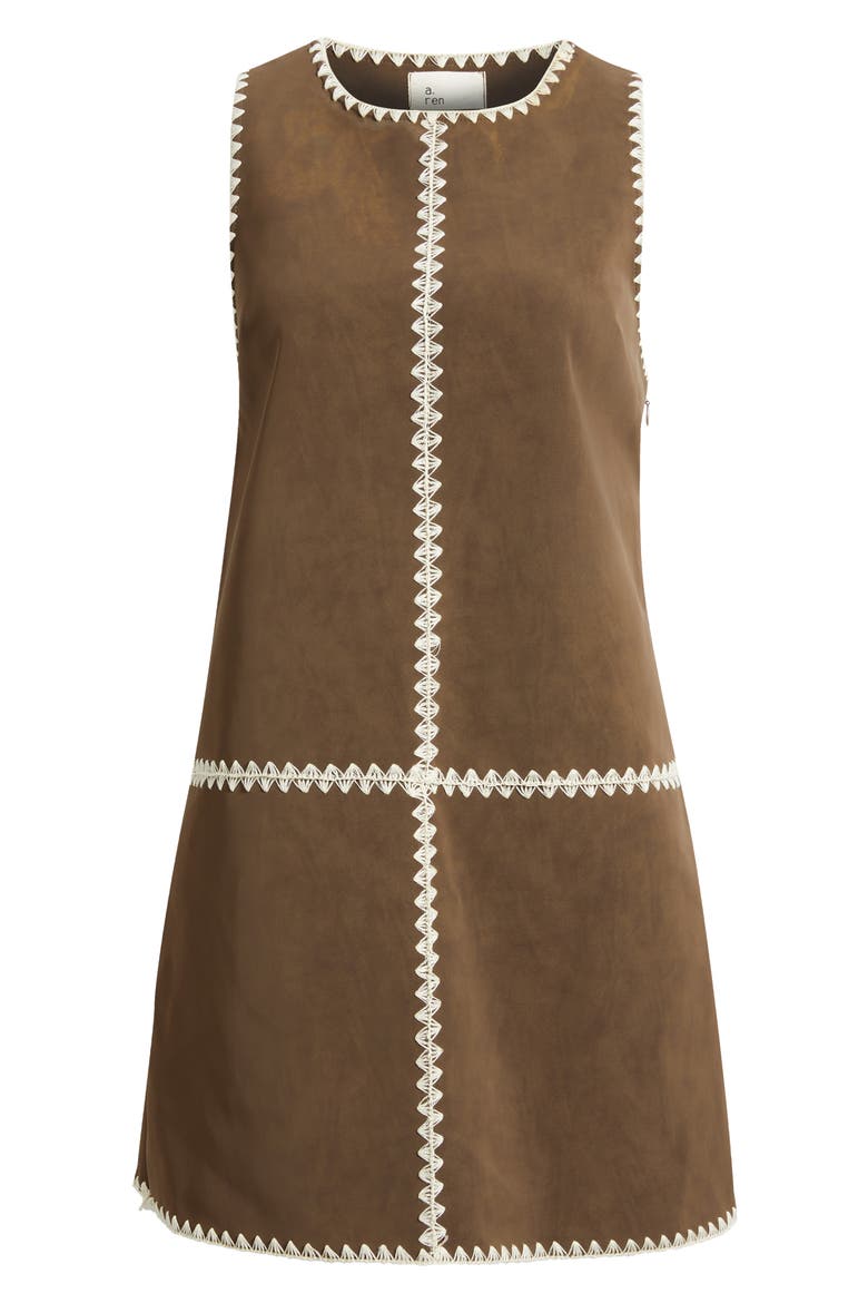 Haleigh Faux Leather Shift Minidress, Alternate, color, BROWN
