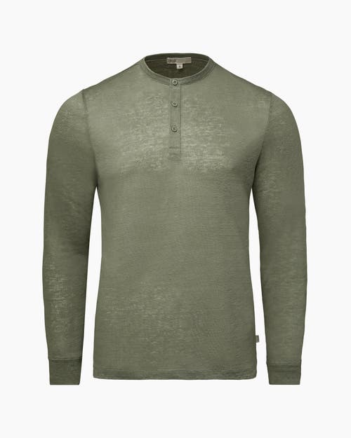 Onia LONG SLEEVE LINEN HENLEY in Sage 