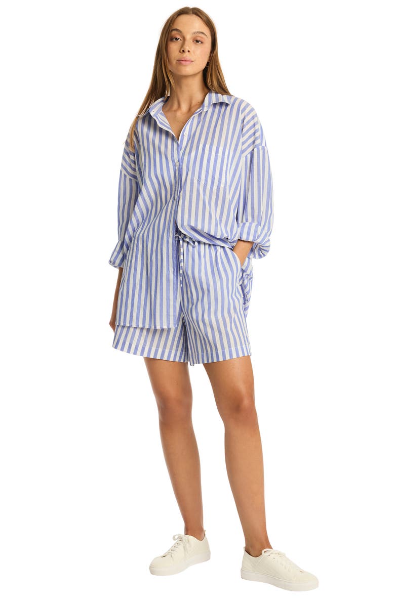 Sea Level Sails Beach Stripe Cover-Up Tunic, Alternate, color, Royal