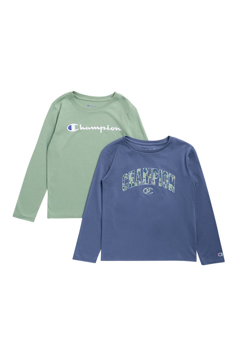 Kids' 2-Pack Graphic Long Sleeve T-Shirts, Main, color, HEDGE GREEN